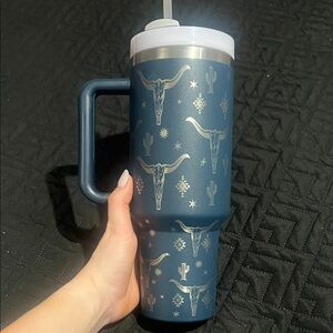 Blue Tumbler with Western Design